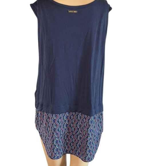 Micheal Micheal Kors XL Navy Blue Sleeveless Top ,tunic with Patterned Hem,hi-lo - Picture 4 of 13